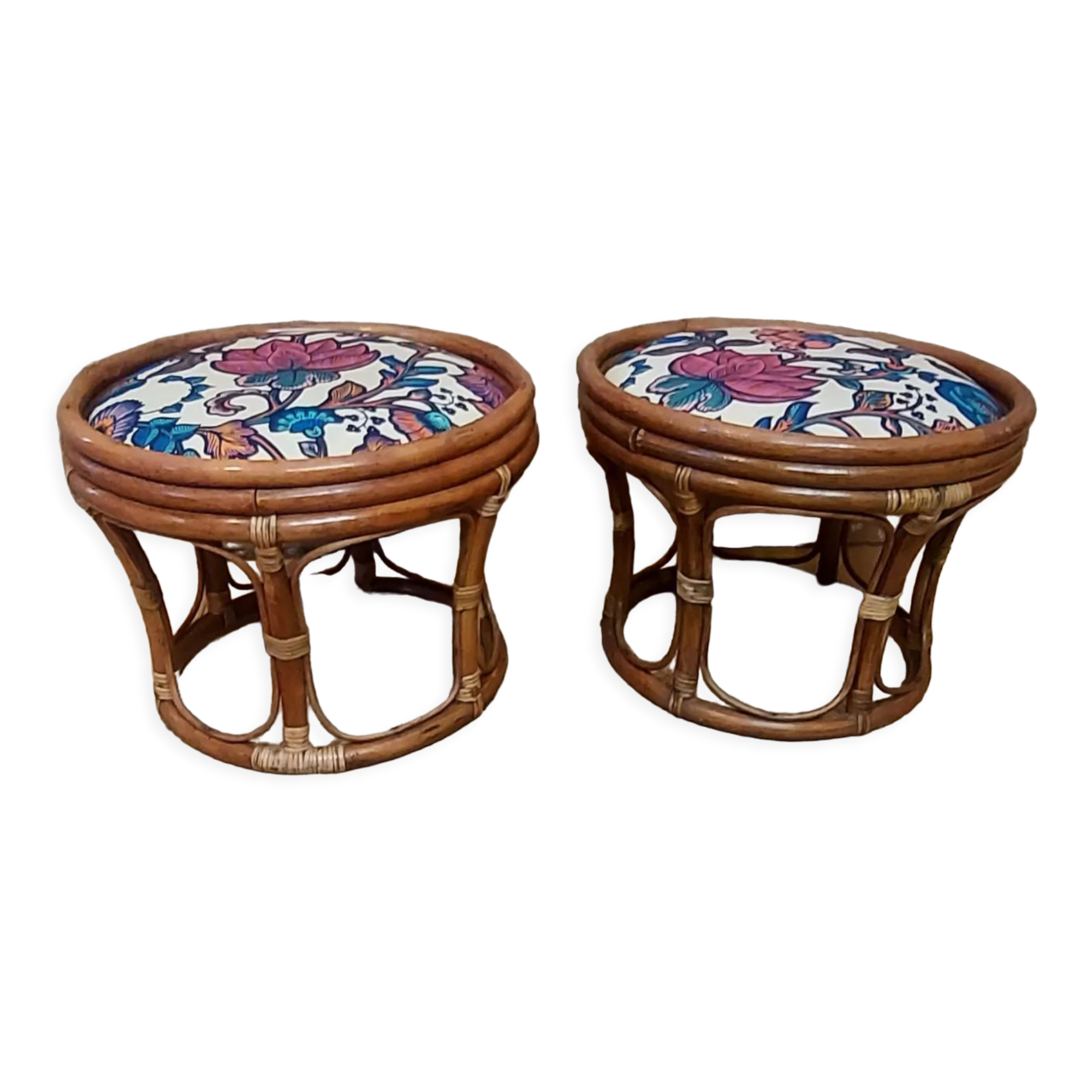 Pair of rattan stools