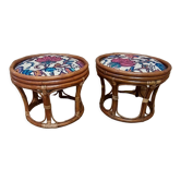 Pair of rattan stools