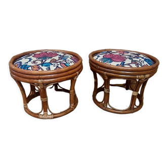 Pair of rattan stools