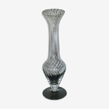 Soliflore vase in chiseled crystal