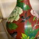 CLOISONNE VASE WITH LOTUS FLOWERS DECOR IN BURGUNDY TONES
