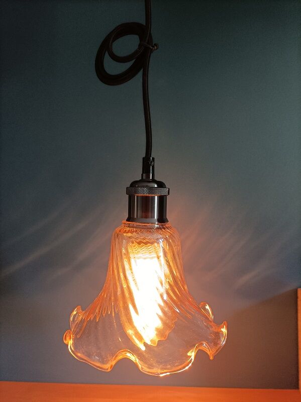 Suspension lampshade corole smoked glass lace