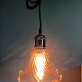 Suspension lampshade corole smoked glass lace