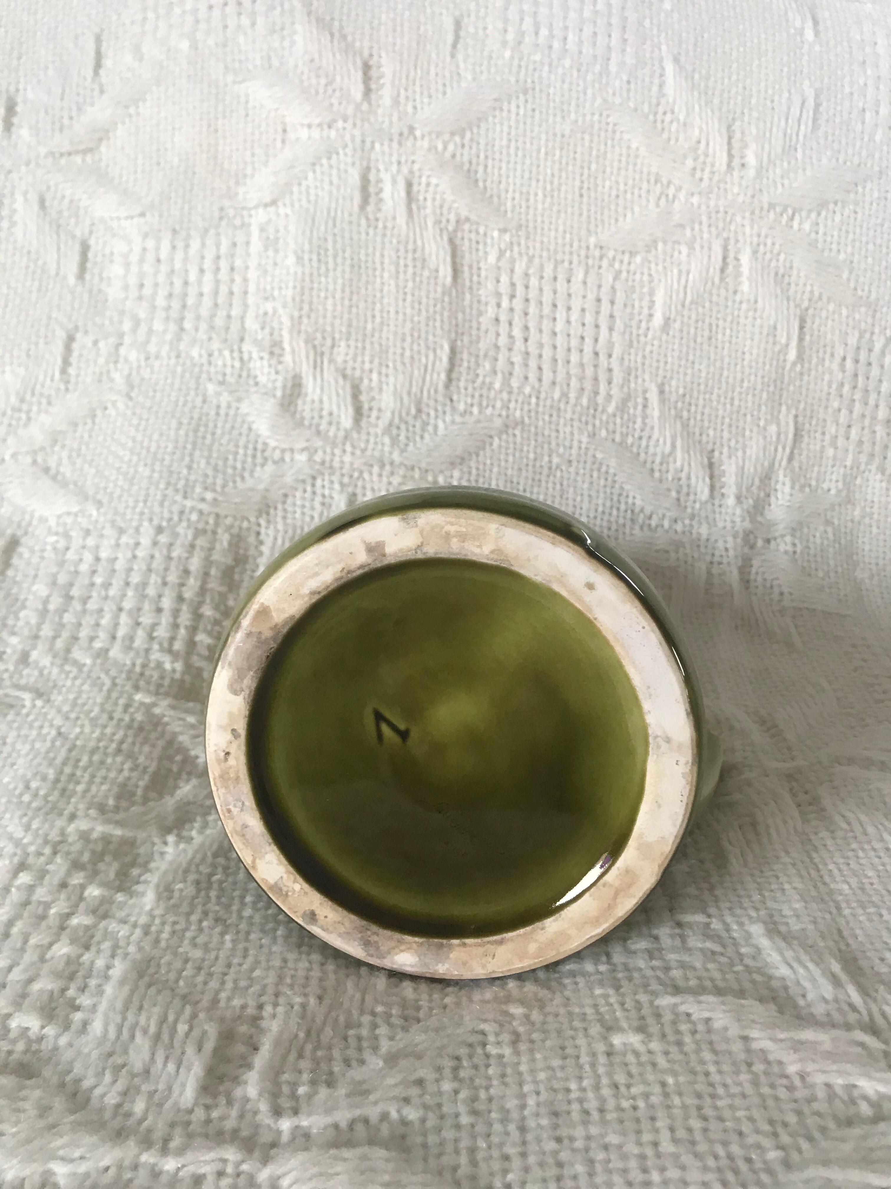 Olive green ceramic pitcher