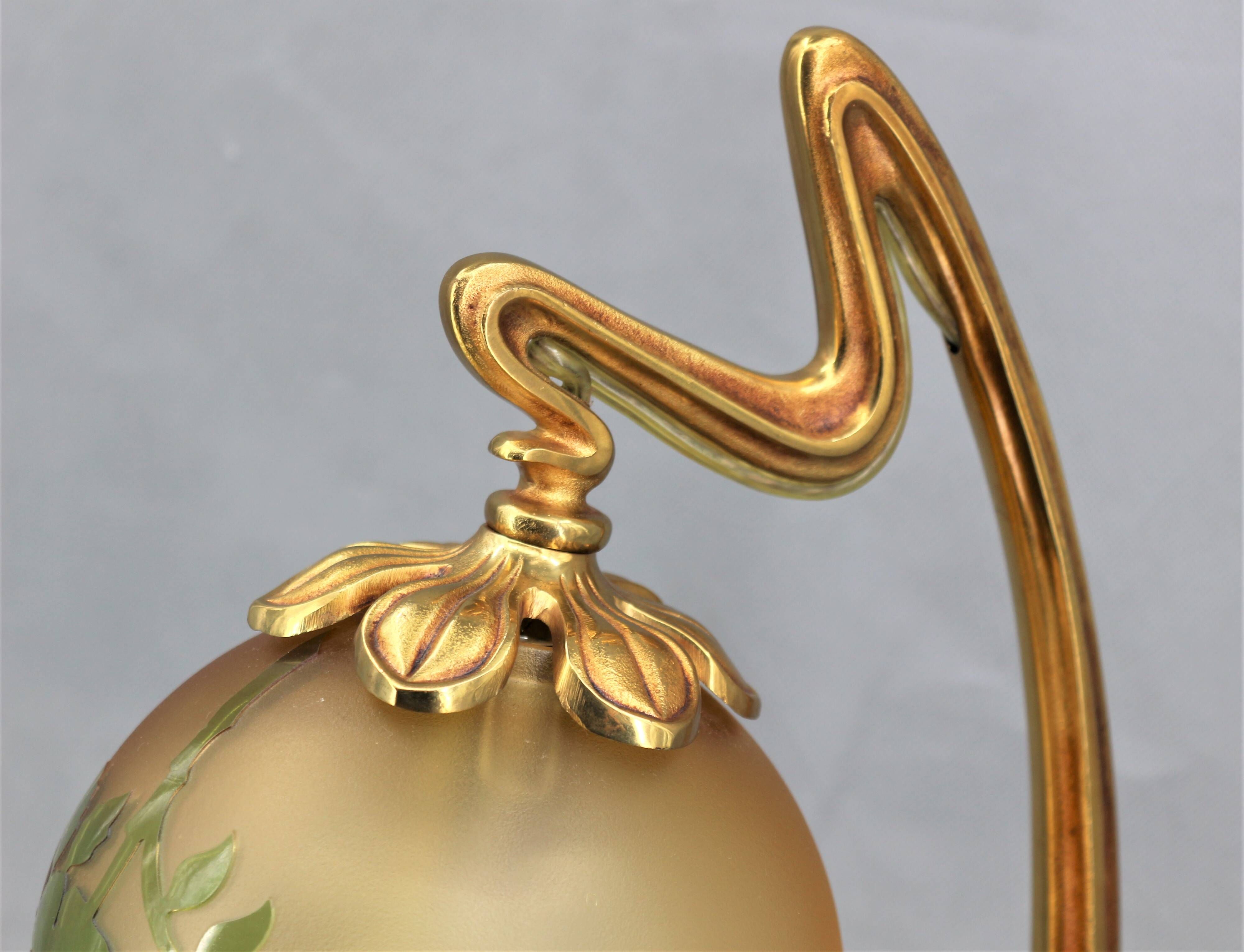 Romantic art-nouveau lamp in glass paste Lucien Gau