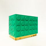 Contemporary italian cabinet in green lacquered wood & brass