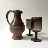 vintage red stoneware carafe vase from around 1970