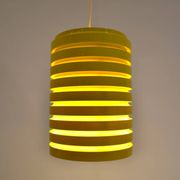 Pop Art Yellow Louvered Cylinder Pendant Lamp, Scandinavia, circa 1970