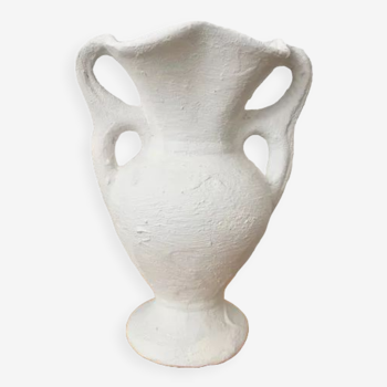 Vase grès blanchi vintage
