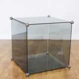Side table, smoked glass cube
