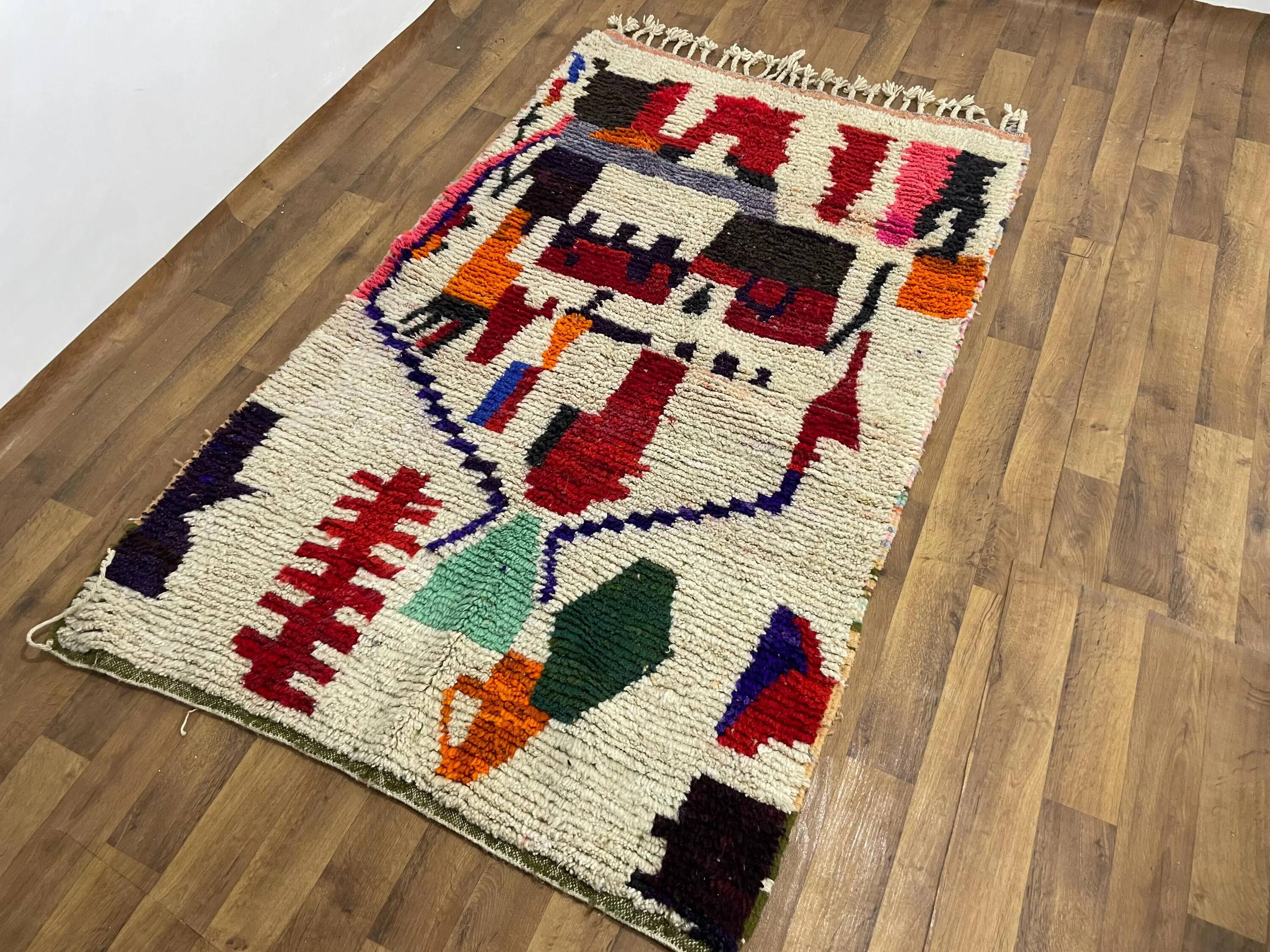 Handmade pure wool Moroccan rug 3x2 m