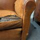 Pair of moustache club armchairs in leather, France, 1930s — to be restored.