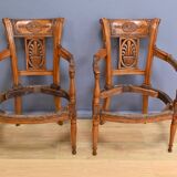 Paire de Fauteuils en Hêtre teinté – Début XXe