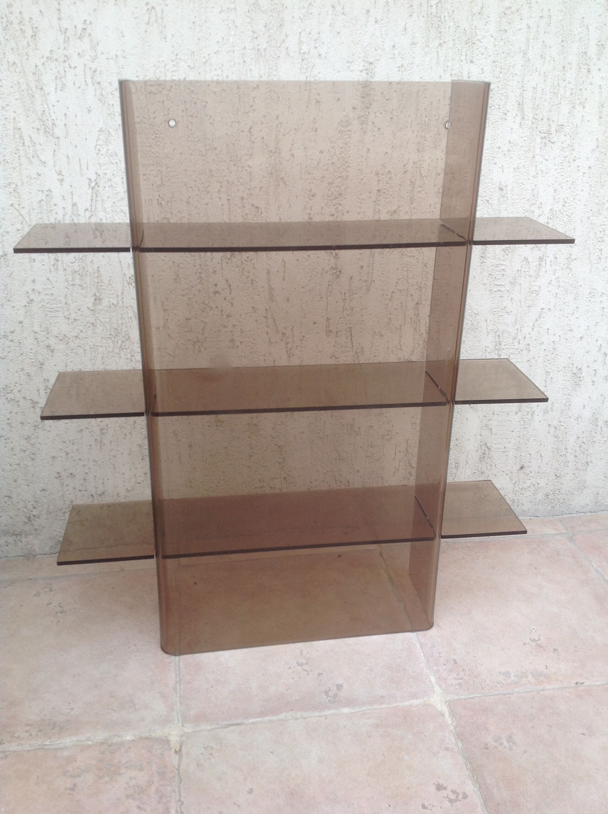Plexiglass shelf smoked glass vintage brown