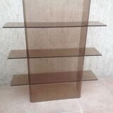 Plexiglass shelf smoked glass vintage brown