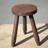 Vintage stool, wooden stool, tripod stool, brutalist, plant holder