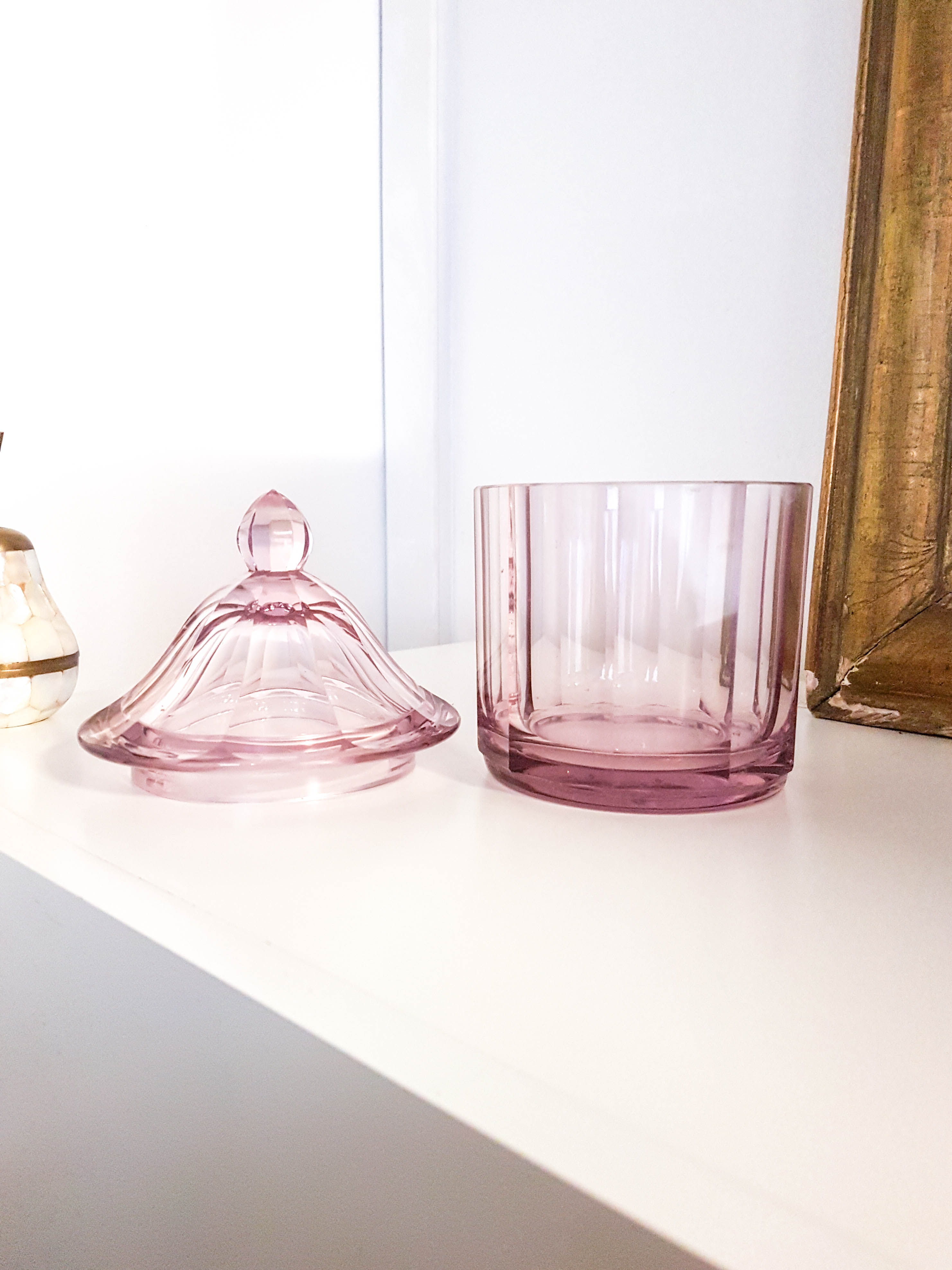 Candy pot in vintage purple glass