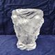 Frosted glass vase, decorated with cherubs and flowers, vintage.