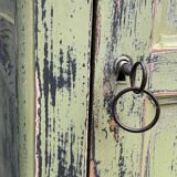 Antique Parisian bonnet wardrobe with khaki patina