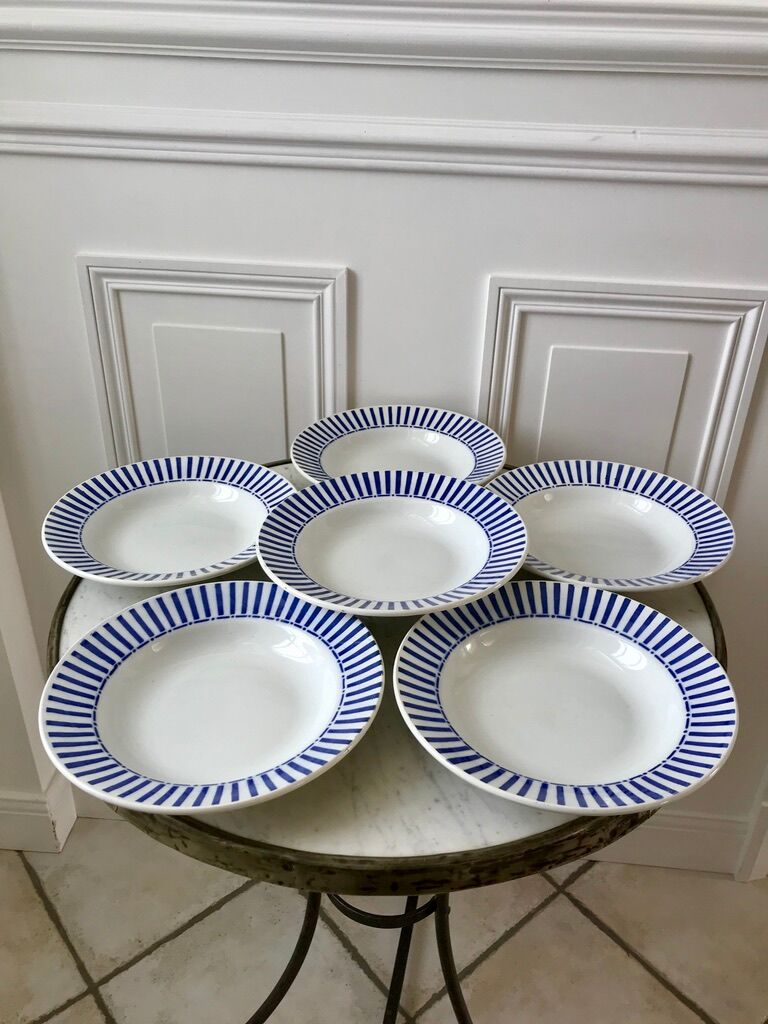 Lot of 6 hollow plates digoin sarreguemines model "monique" 30s