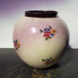 Vallauris ball vase Jerome Massier vintage painted flower decor