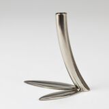 Werkstätte Hagenauer Up to 6 Soliflore Vases Leaf, Brass & Nickel, Vienna, 1960s