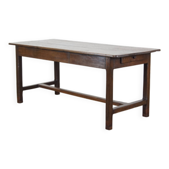 Early 19th-Century French Oak Dining Table with One Drawer