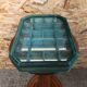 Old hanging showcase 18 green wood boxes + mirror + vintage glass door
