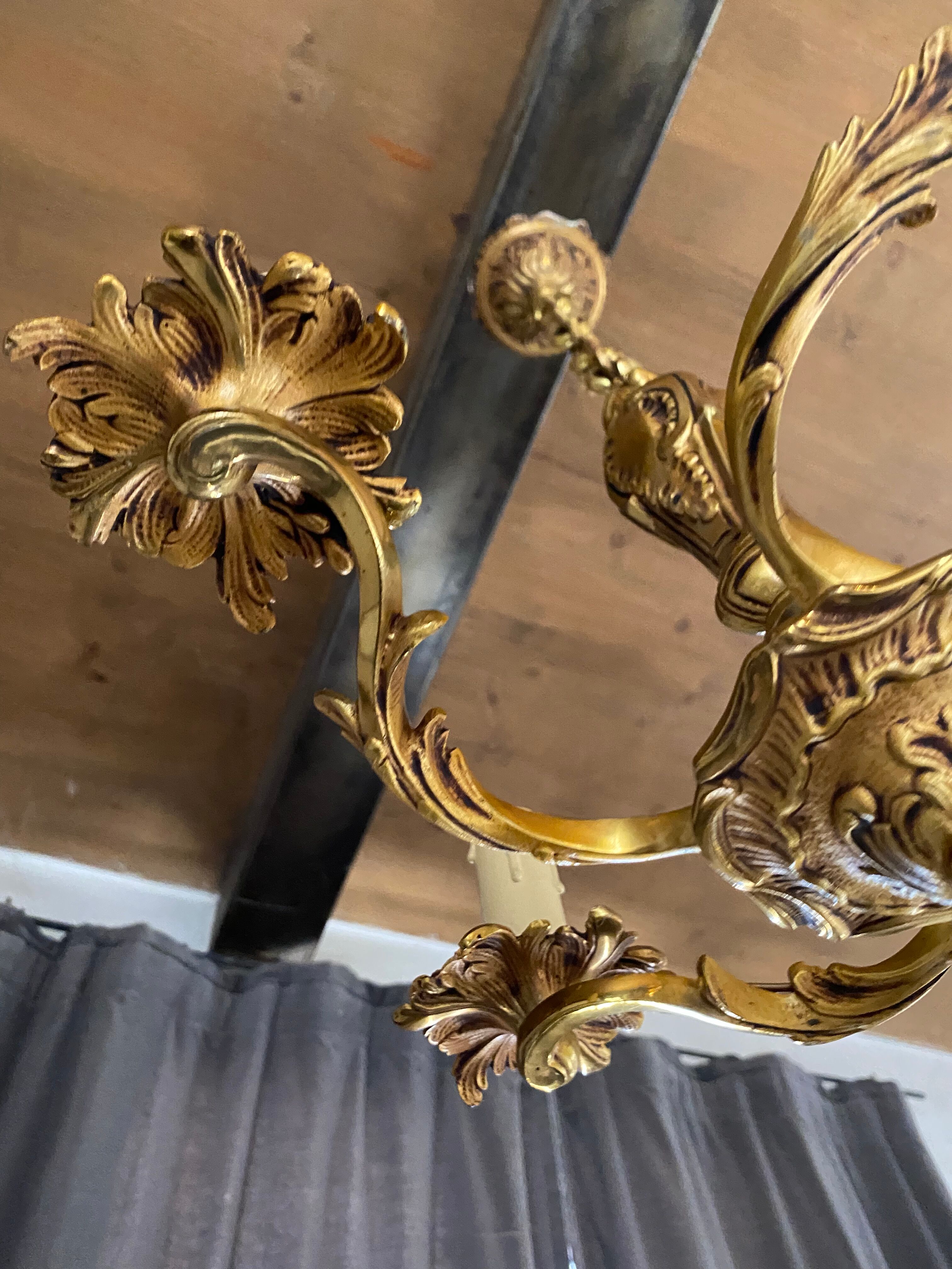 Gilded bronze chandelier Louis XV
