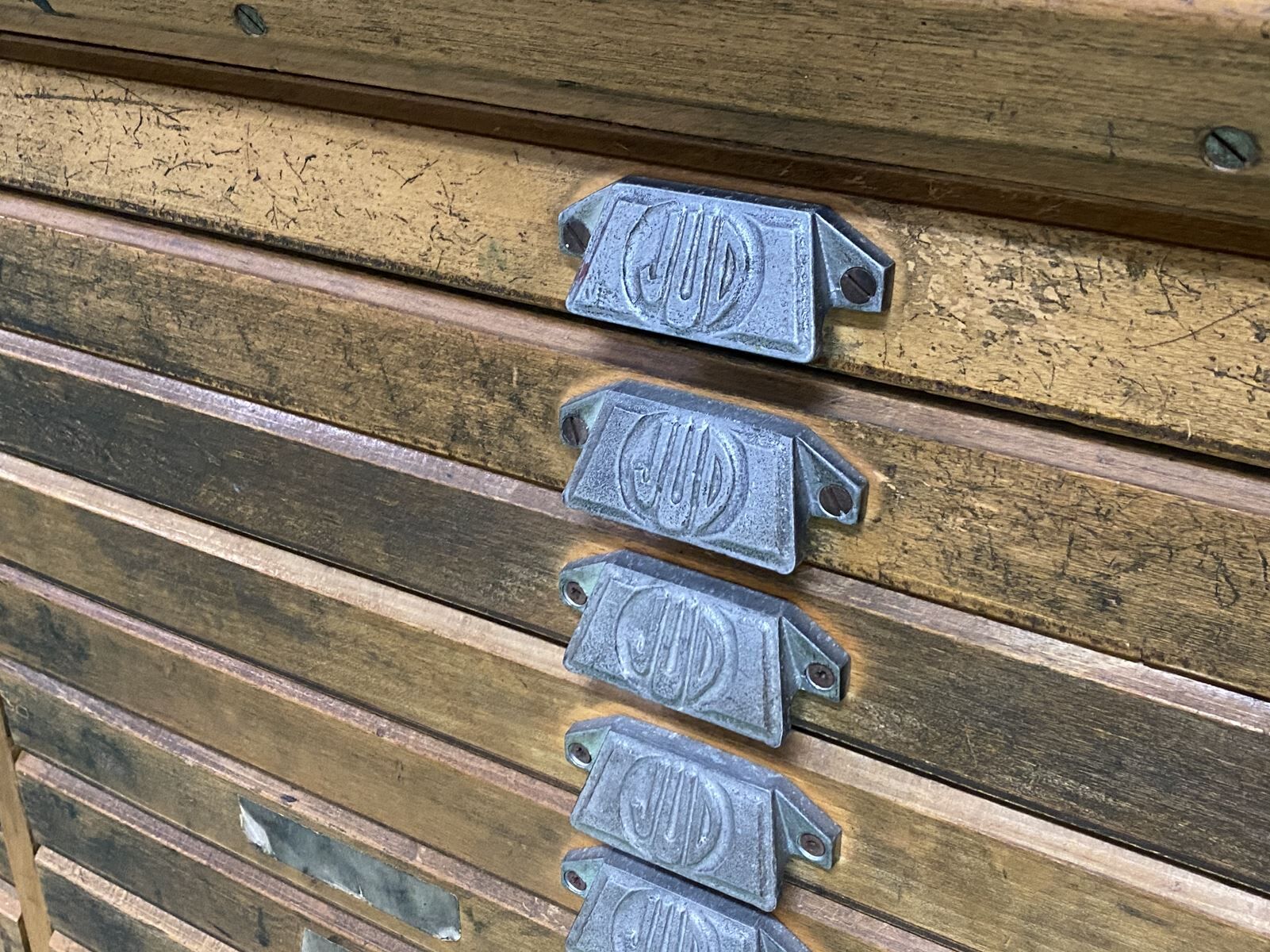 Double oak printer furniture from the 1930s