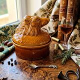 Terrine Vintage Tête de Sanglier en Céramique, Plat de Service Gibier