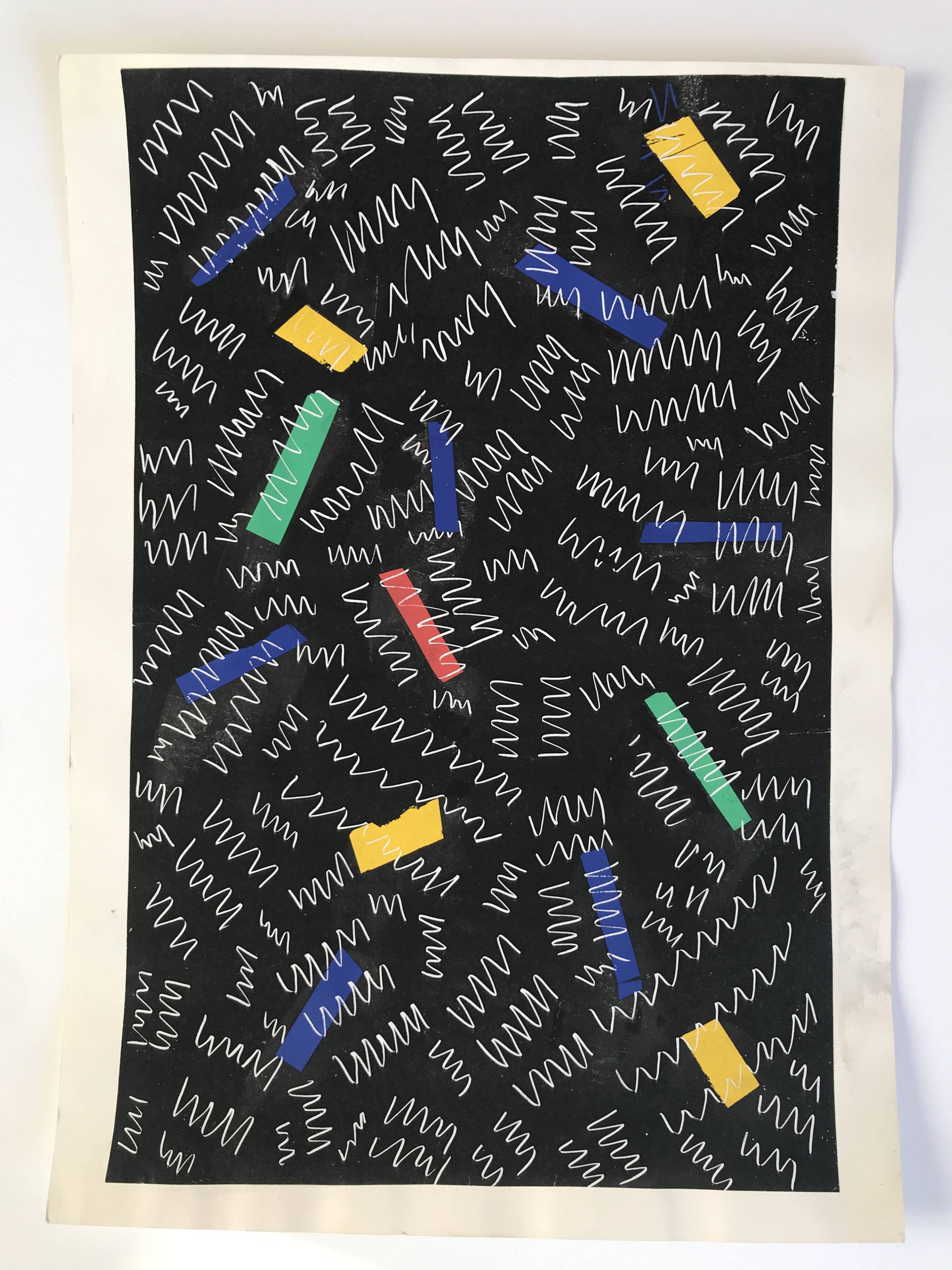 Elie Dayan, Untitled (abstract motif). Mixed media on paper.