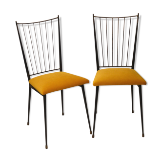 Paire de chaises Colette Gueden retapissées