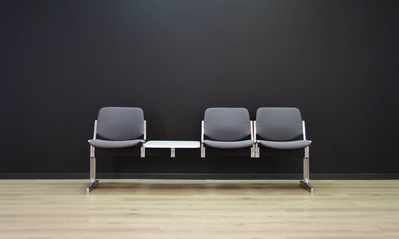 Grey aluminium bench, Danish design, 1960s, production: Denmark