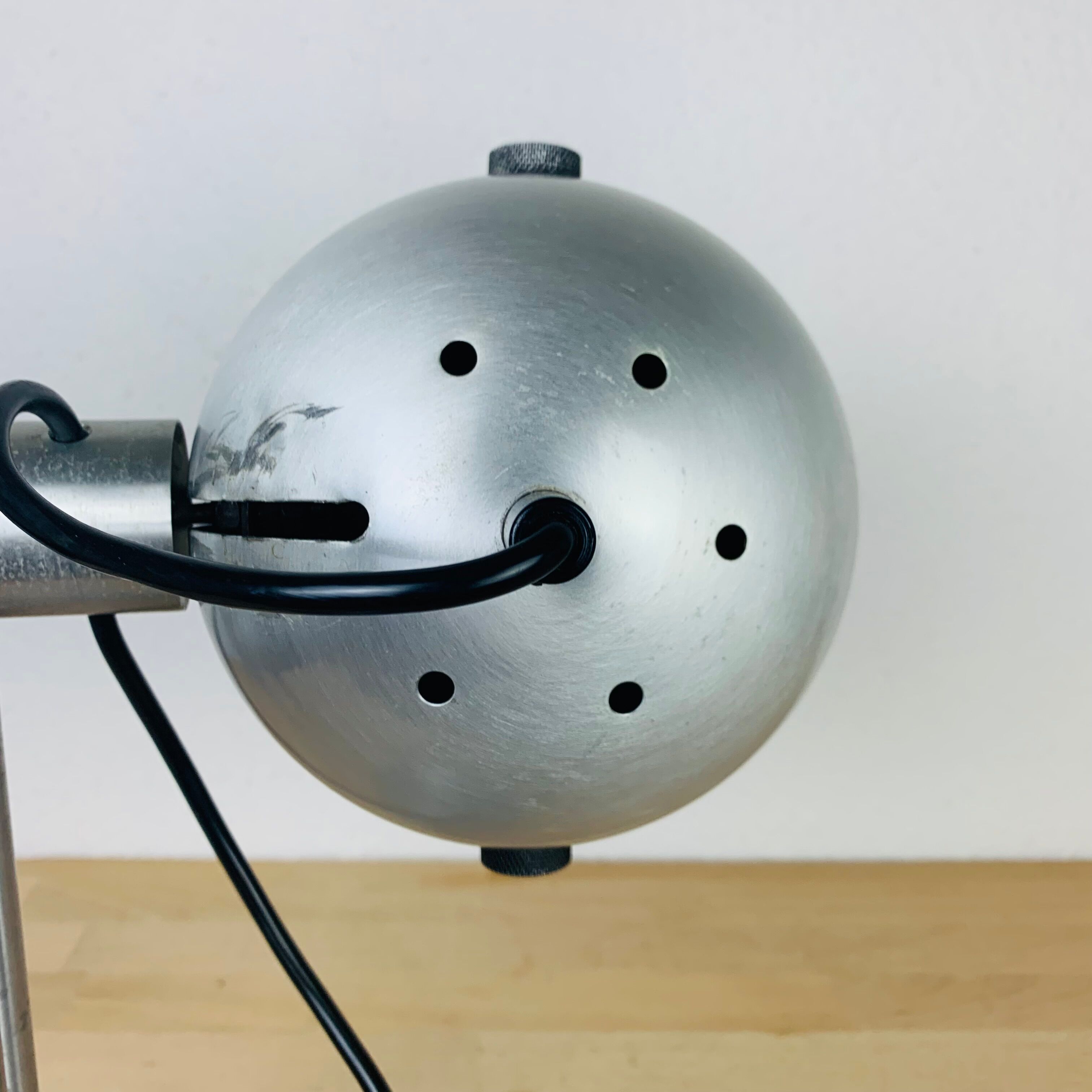 Spot lamp eyeball brushed aluminum 70s