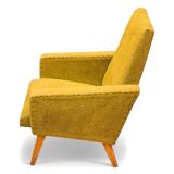 Vintage 60s armchair in cumin yellow terry fabric