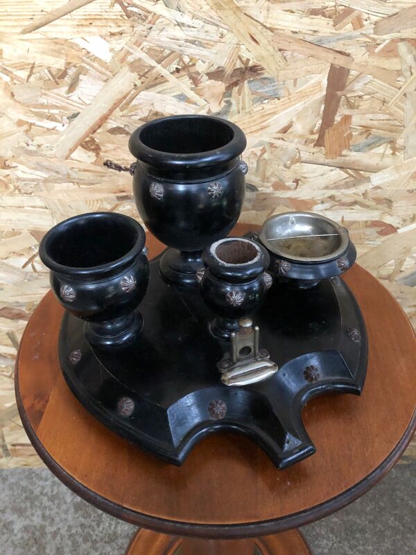 Ancien plateau fumeur napoleon 3 bois ecusson