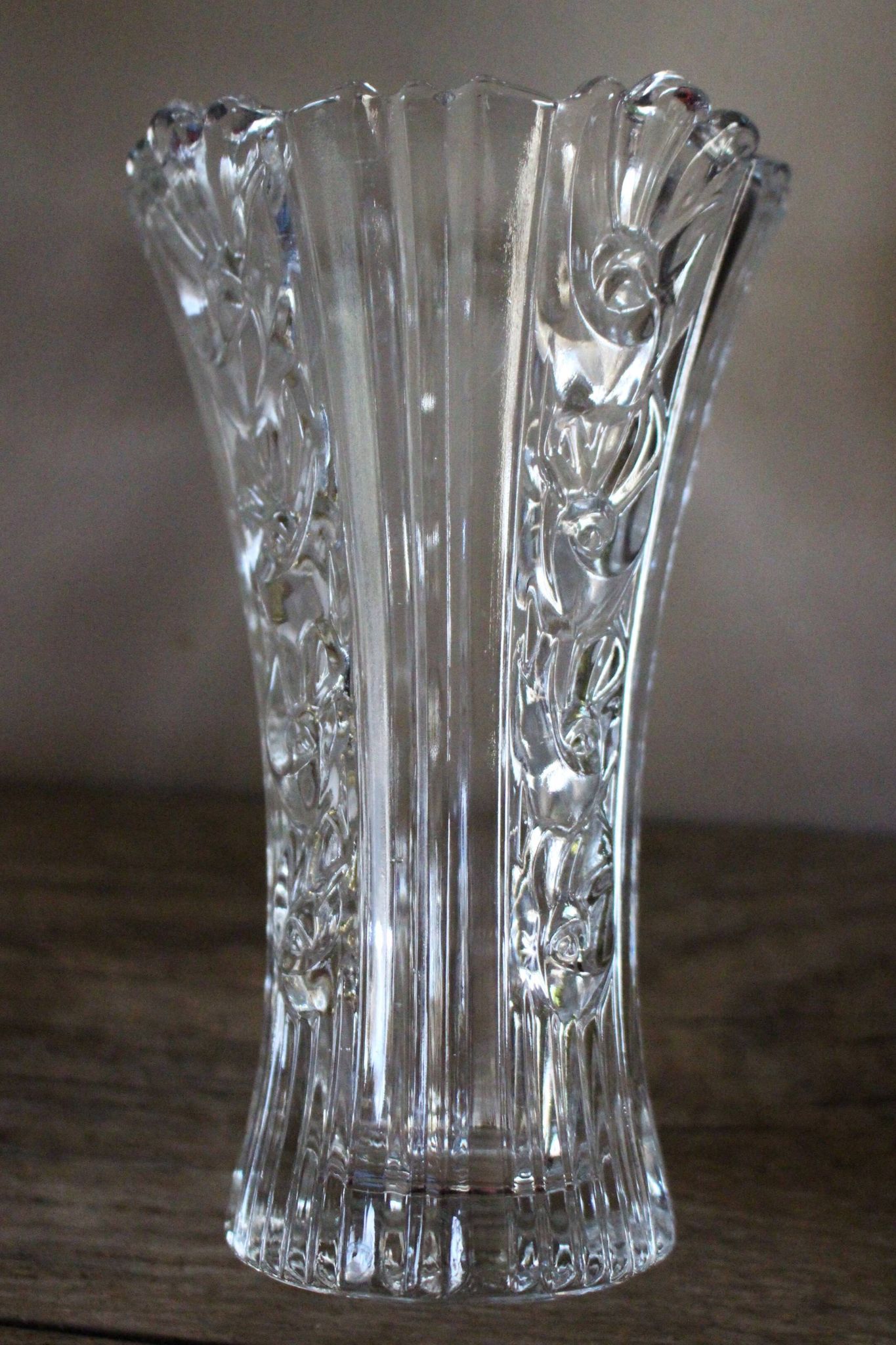 Art Nouveau style vase in chiseled glass with floral decoration