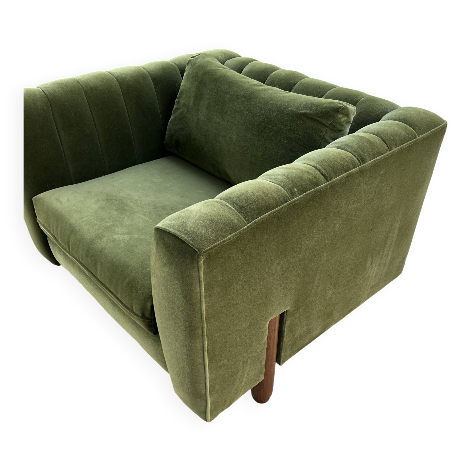 Green velvet club chair