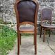 6 Louis XVI style chairs in solid beech and Cordovan leather, 1900