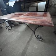 Table basse en palissandre et fer forgé