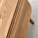Louis Philippe 19th century square table with shutters in solid oak wood on casters