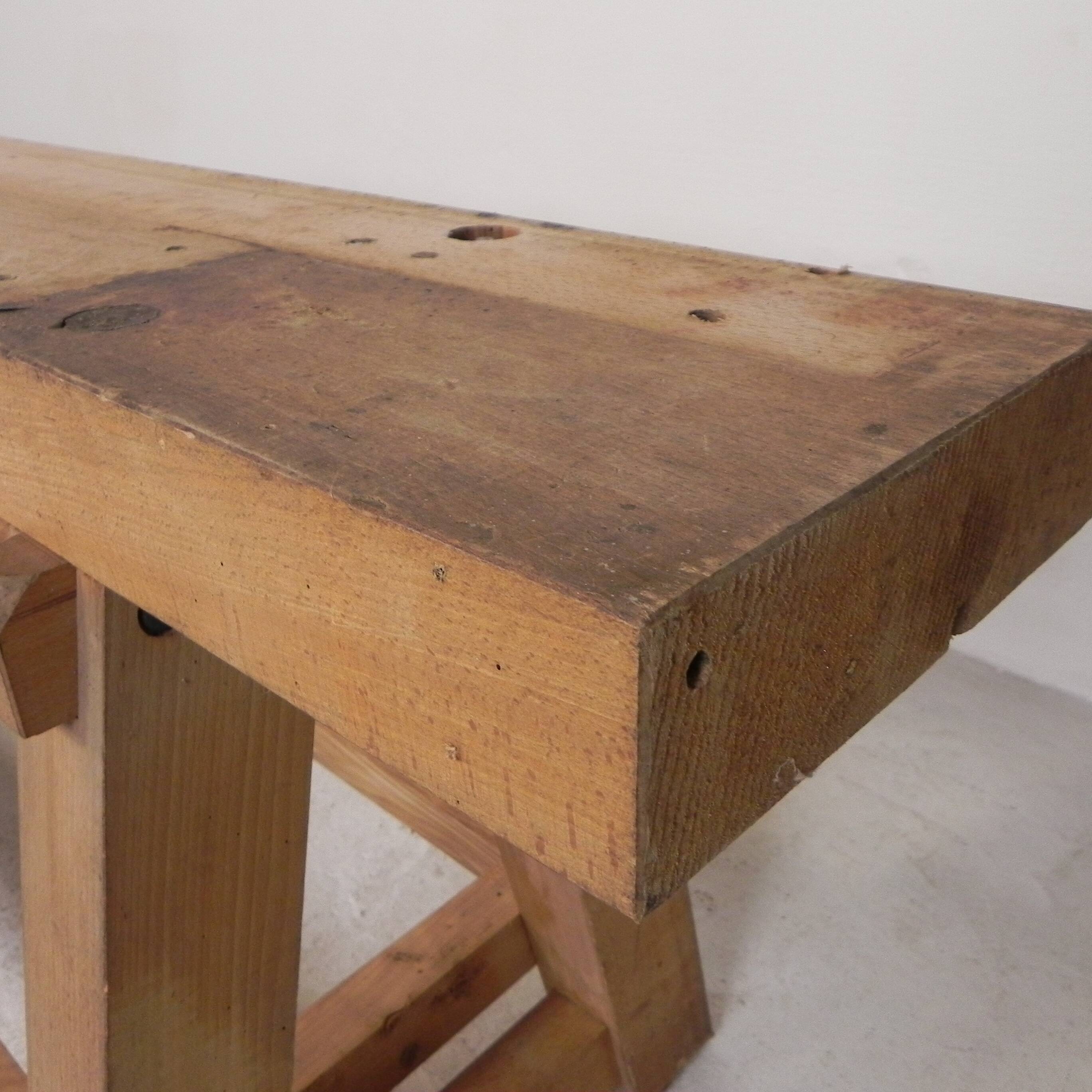 Oak workbench 2 meters long, 1950s