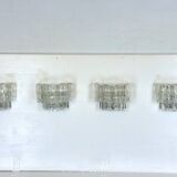 Vistosi manner, set of four clear murano glass elements sconces. Italy 1970s