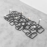 Vintage wall coat rack in metal, 1970s modernist