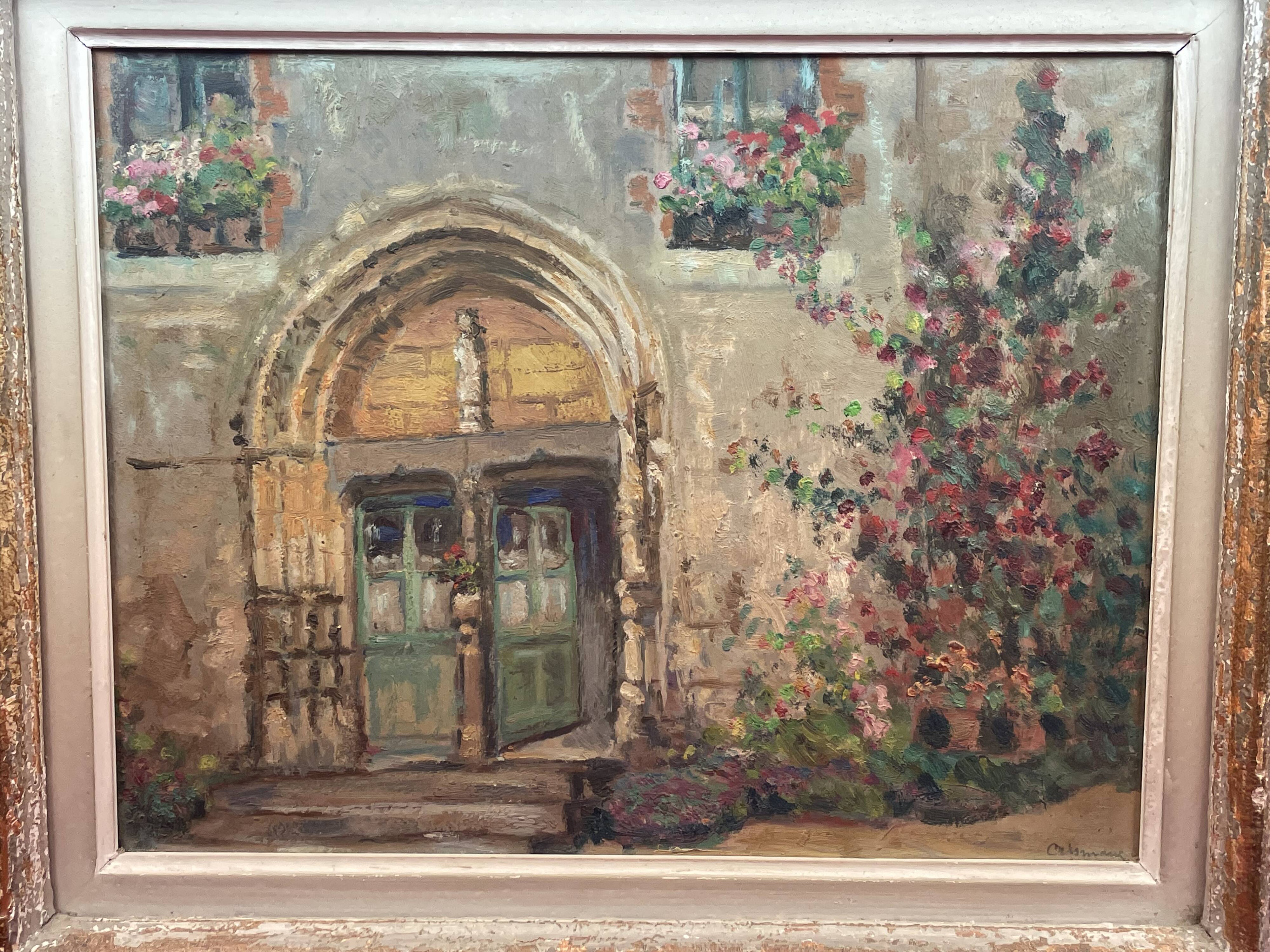 oil on panel signed Crismane - Former leper colony of Oudon Loire Atlan