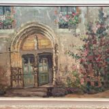 oil on panel signed Crismane - Former leper colony of Oudon Loire Atlan