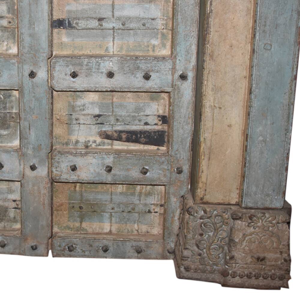 Old Indian door in old teak, original piece and patina