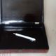 Old lacquered wooden box with china or japan decoration, bird and flower