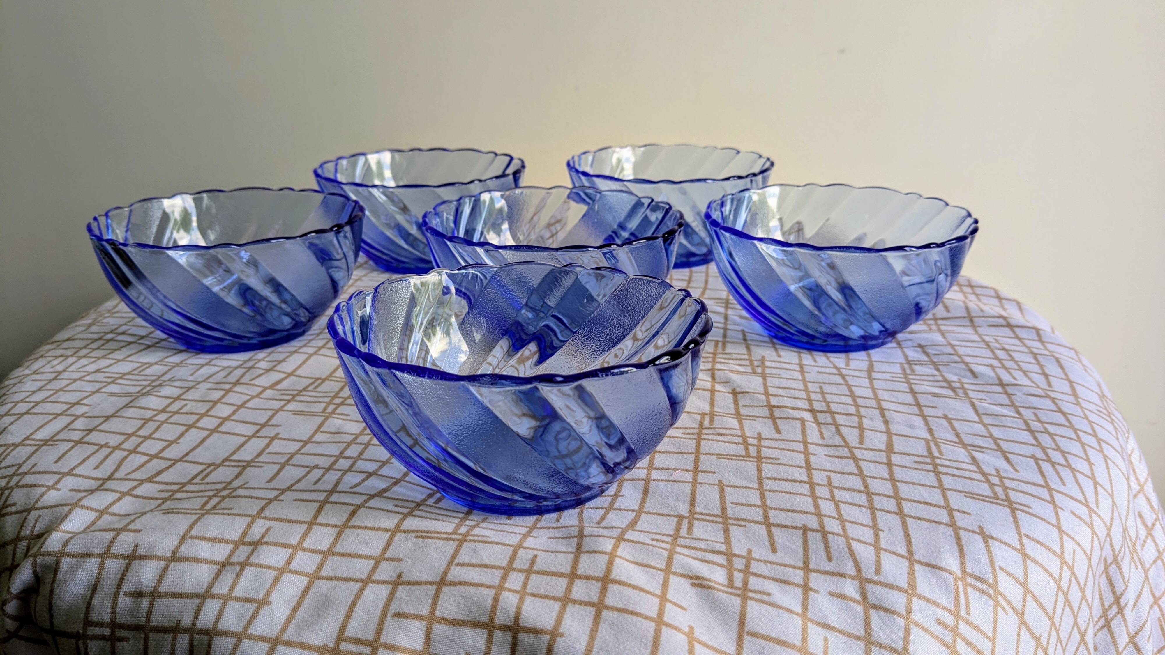 Set of 6 vintage blue bowls by Duralex